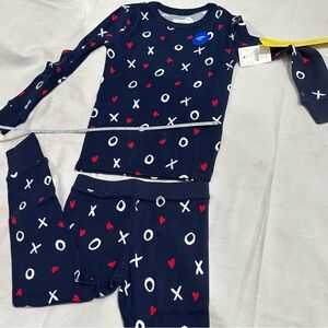 Crewcuts Kids Pajama Set - Navy with Red hearts and White XO’s